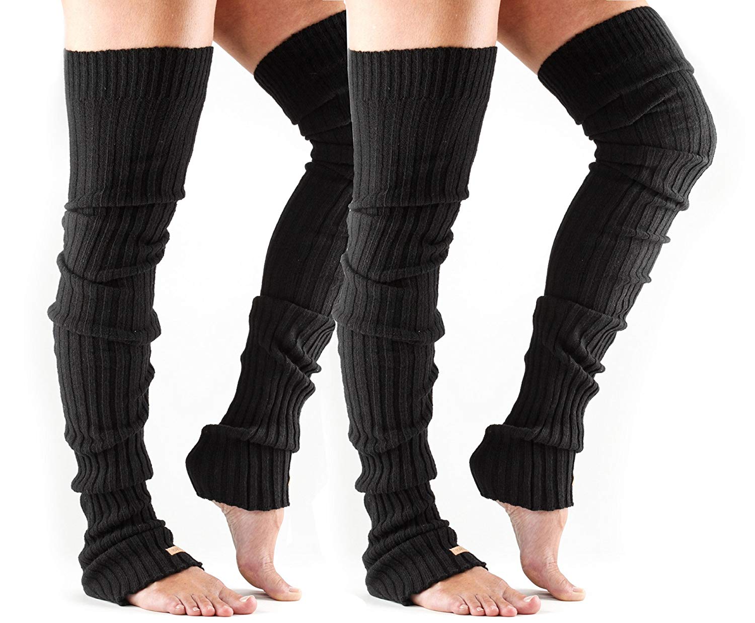 amazon.com: toesox thigh high ribbed knit leg warmers for yoga u0026 dance 2  pack BVPCDIM