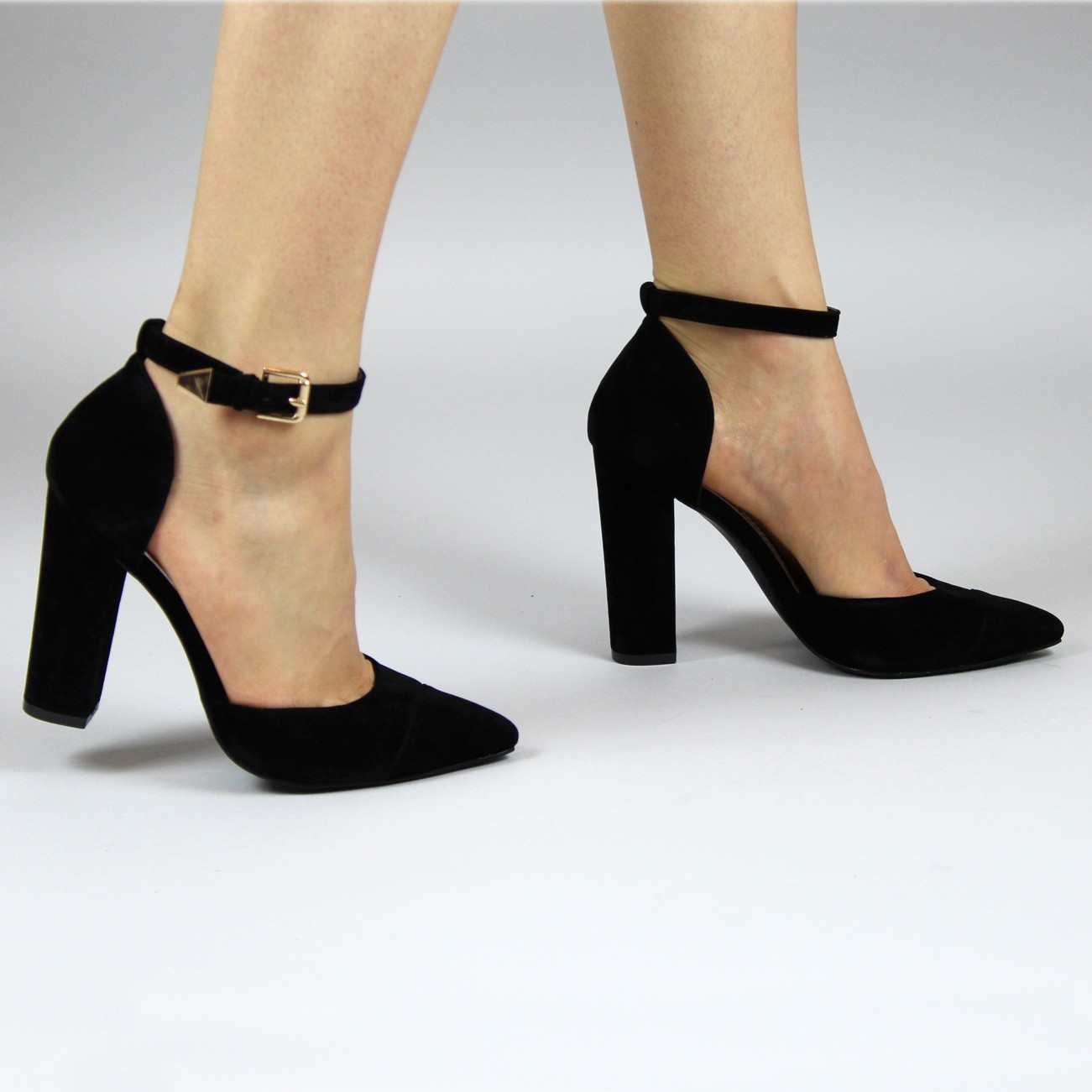 ankle strap shoes sofia black suede block heel ankle strap pointed court shoes HASICGN