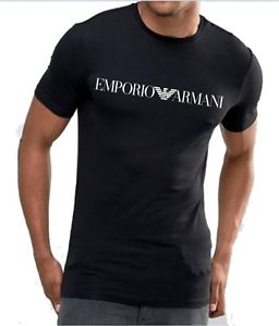 Armani T shirts image is loading emporio-armani-mens-black-t-shirt-chest-logo- MWUEZAS