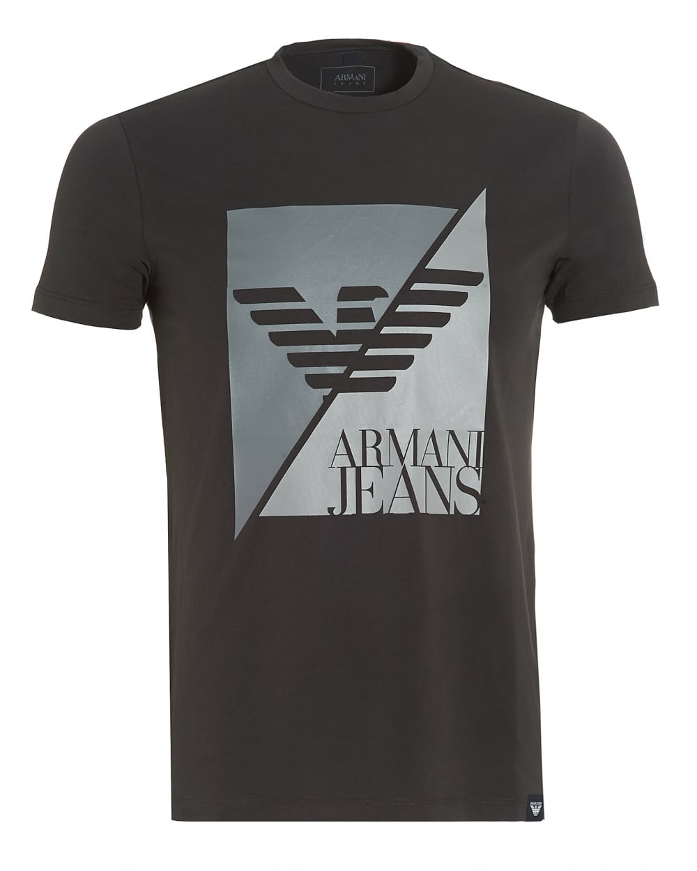 Armani T shirts mens black t-shirt, slim fit split eagle logo stretch tee YIBUQME