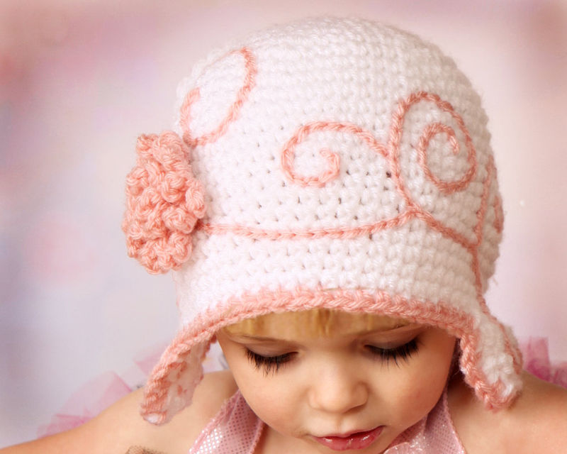Baby Girl Hats baby girl flapper hat with flower. newborn. - product image DGSUGAS