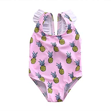 baby girl swimsuits amazon.com: itfabs baby girl pineapple print bikini ruffles sleeve swimsuits  backless bathing suits for FDOVYBE