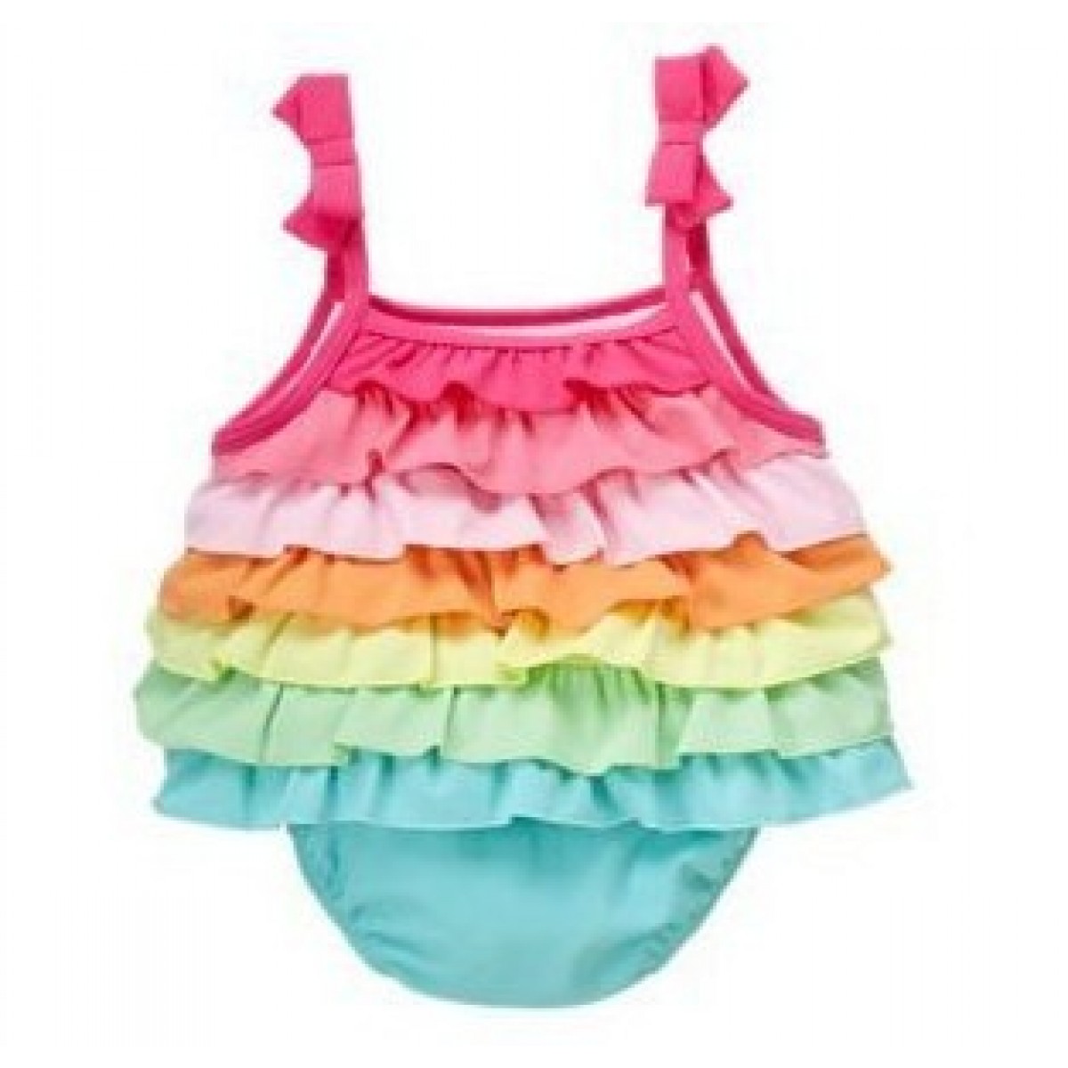 baby girl swimsuits : rainbow color frill baby girl swimwear NGITRGF