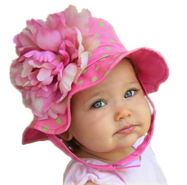 baby sun hats ... pink and green dots peony girls baby sun hat ... DRPKCVD