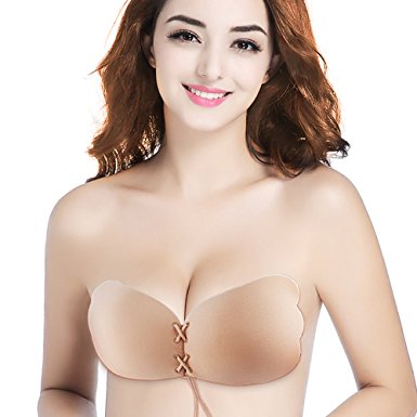 backless dress bra meinaier womenu0027s self adhesive bra for backless dress,reusable silicone  push up invisible strapless bras LLBZEOQ