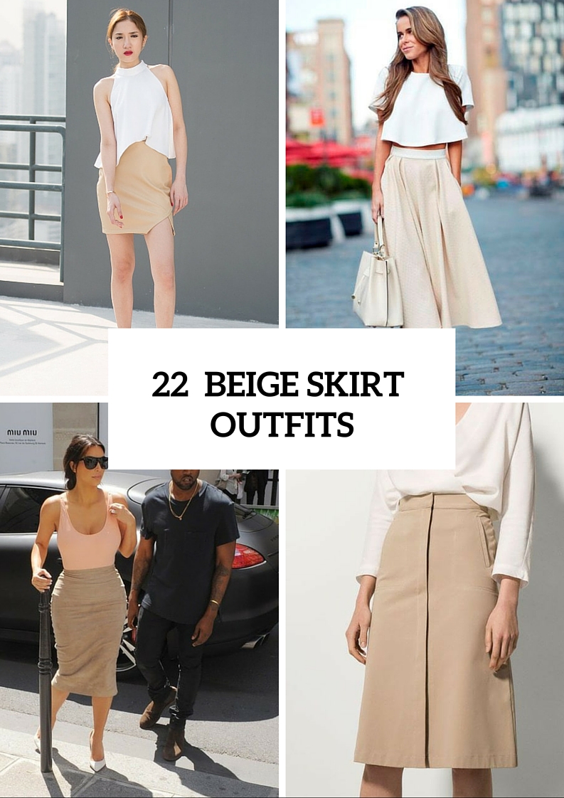 Beige Skirts 22 cool beige skirt outfits to try WRXGQXH