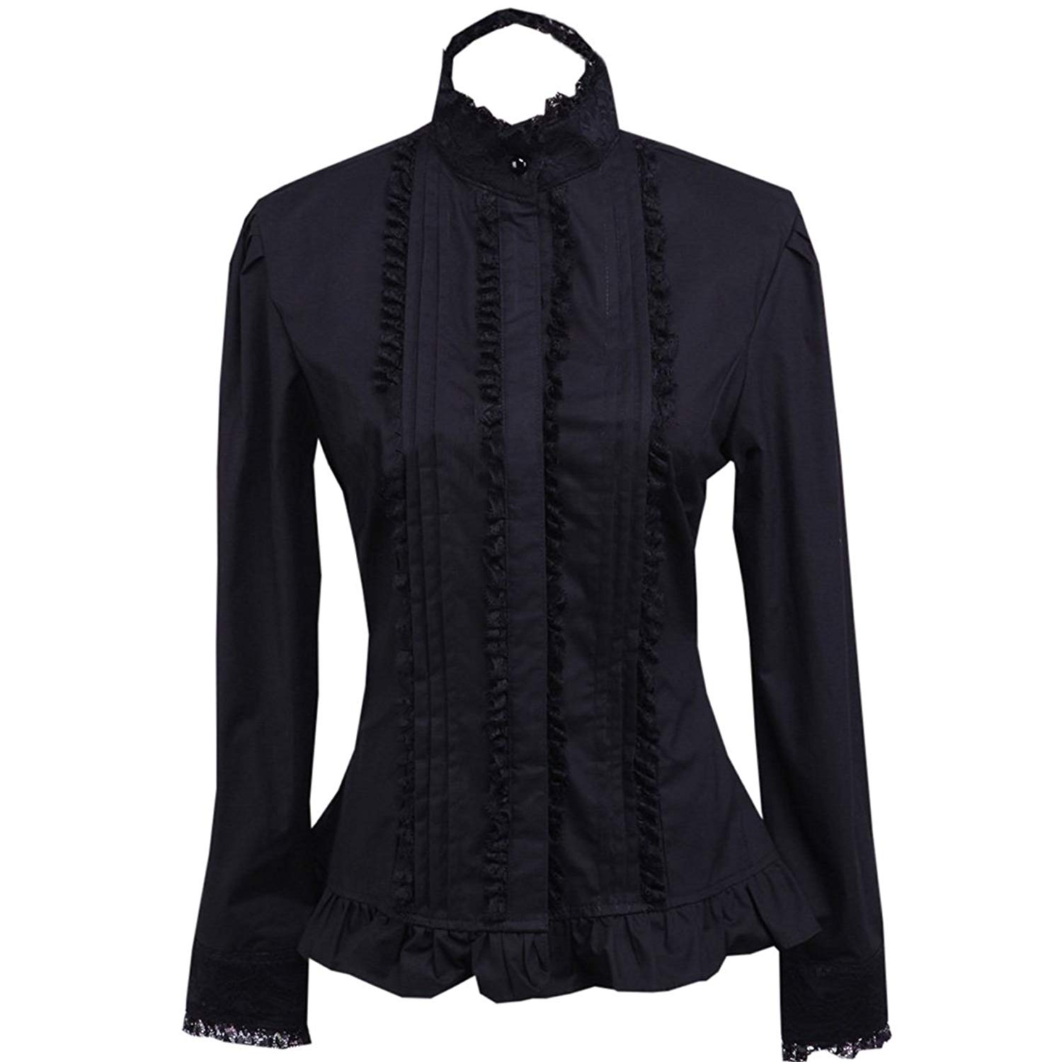 black blouses edwardian blouses | white u0026 black lace blouses u0026 sweaters partiss womens  black pintucks HHTLUTM