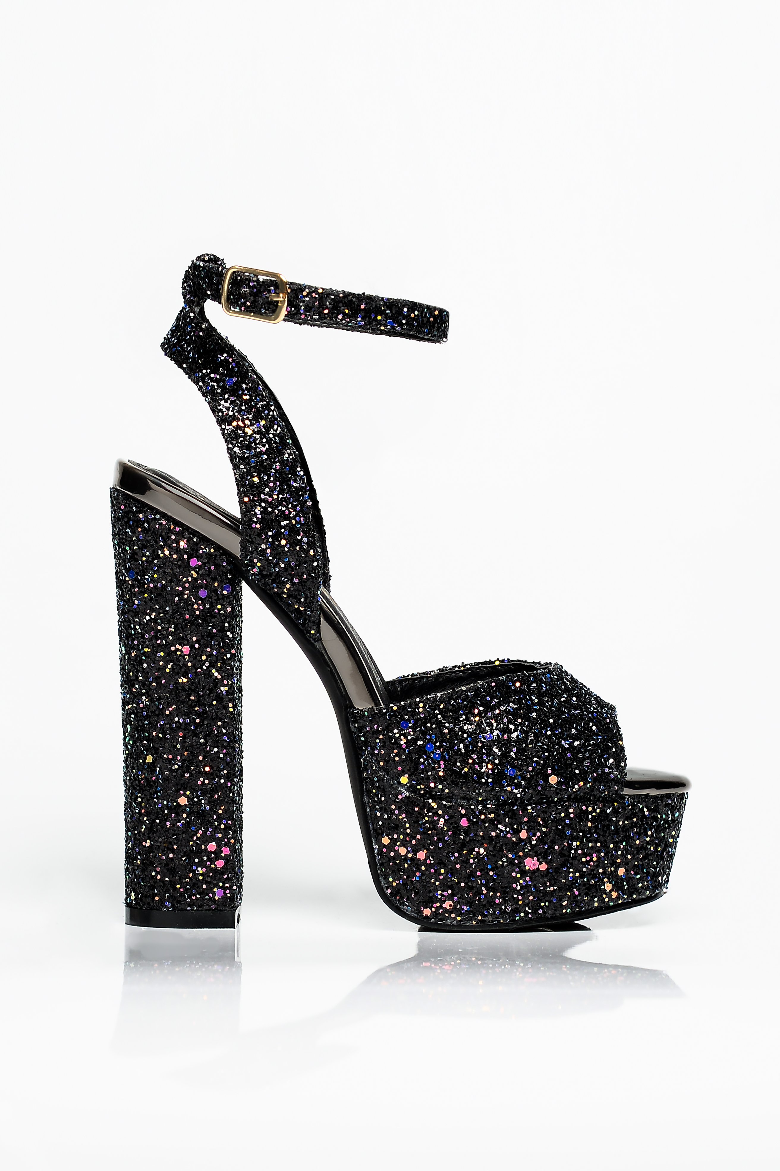 black glitter heels glitter goddess heel - black ZYBAEVW