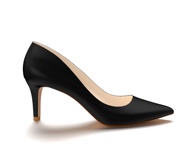 black high heel shoes pointed toe three inch heels, black soft leather APPREHT