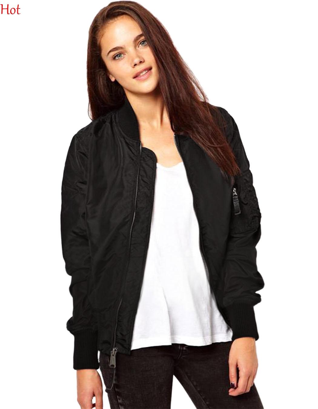 black jackets for women women bomber jacket 2016 autumn spring ladies jackets tops solid color  zipper baseball coats AVZLAYQ