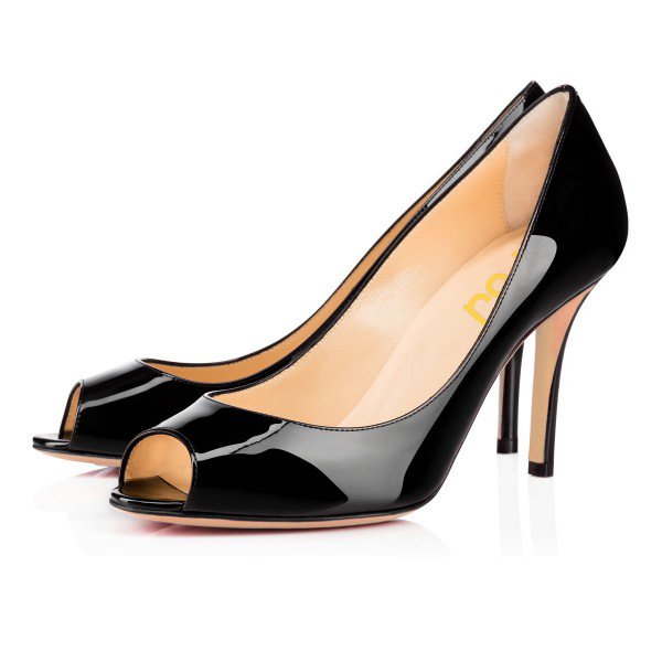 black open toe heels leila black peep toe heels stiletto heel pumps dress shoes image 1 ... CSWWJPD