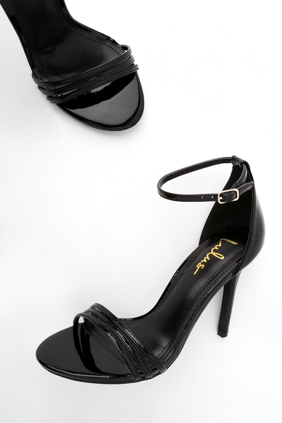 black patent heels iva black patent ankle strap heels OJWKKQO
