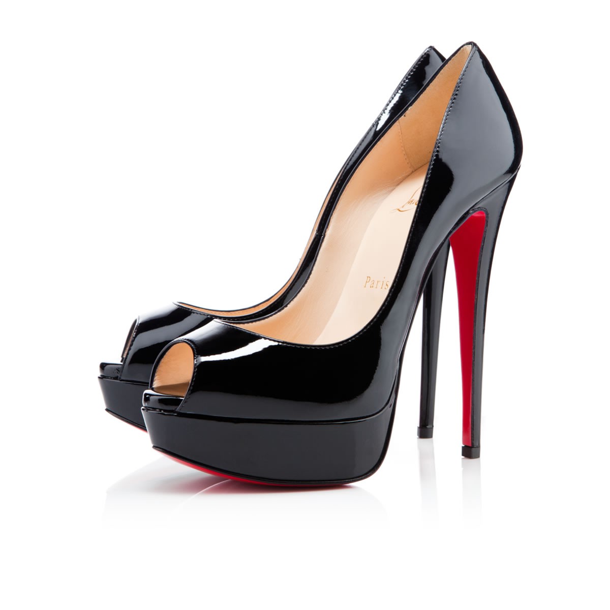Black Peep Toe Pumps lady peep 150 black patent leather - women shoes - christian louboutin TNULUCX