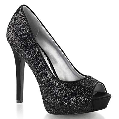 Black Peep Toe Pumps womens sparkling peep toe black glitter pumps shoes with 4.75 inch heels  size: 6 UTTECVI
