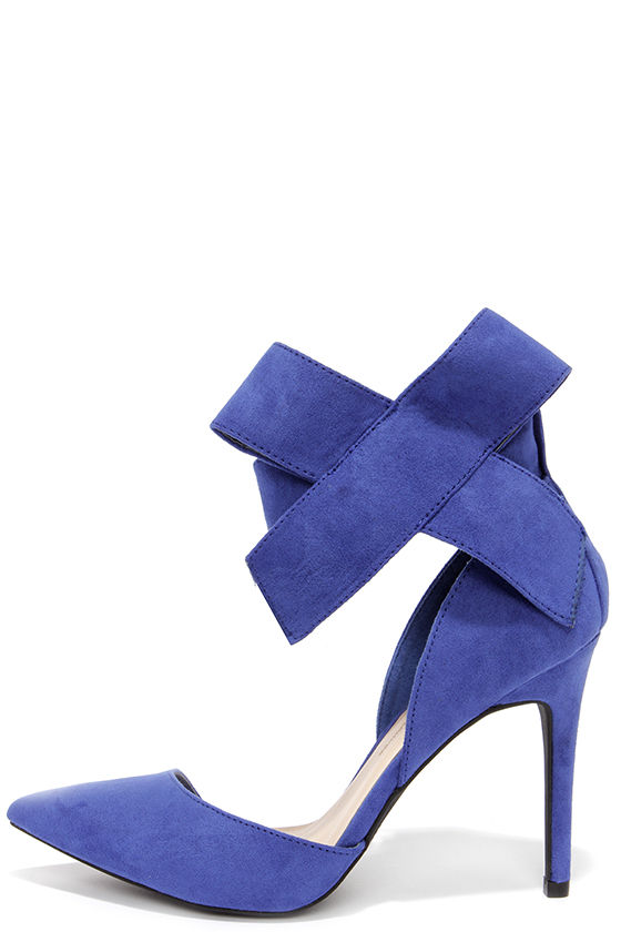 Blue suede pumps keep a bow profile royal blue suede bow heels IYXKWQJ