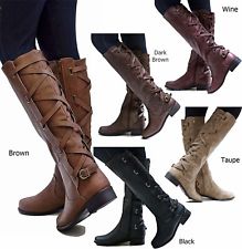 boots women new women ecd brown black buckle riding knee high cowboy boots 5.5 to 11 OMNAHQV