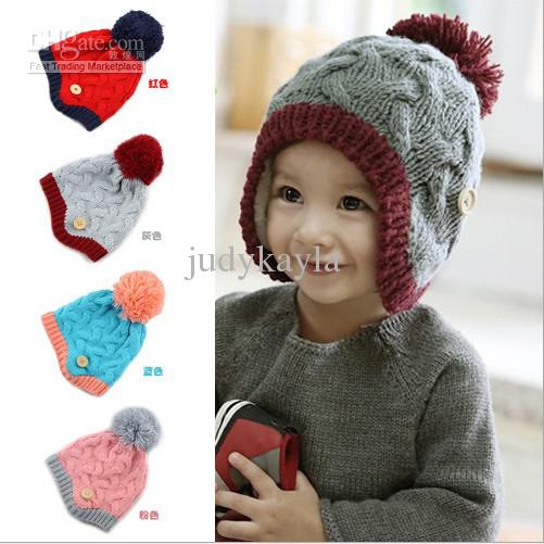 boys winter hats 2018 winter baby wool caps earflaps woolen toddler boys girls beanies hats  children knitted XKXLYTM