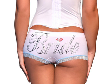Bride underwear bride underwear white and blue with rhinestone bride wedding day underwear CJJYHVC