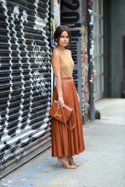 Brown Leather Skirt like follow XWFSWXK