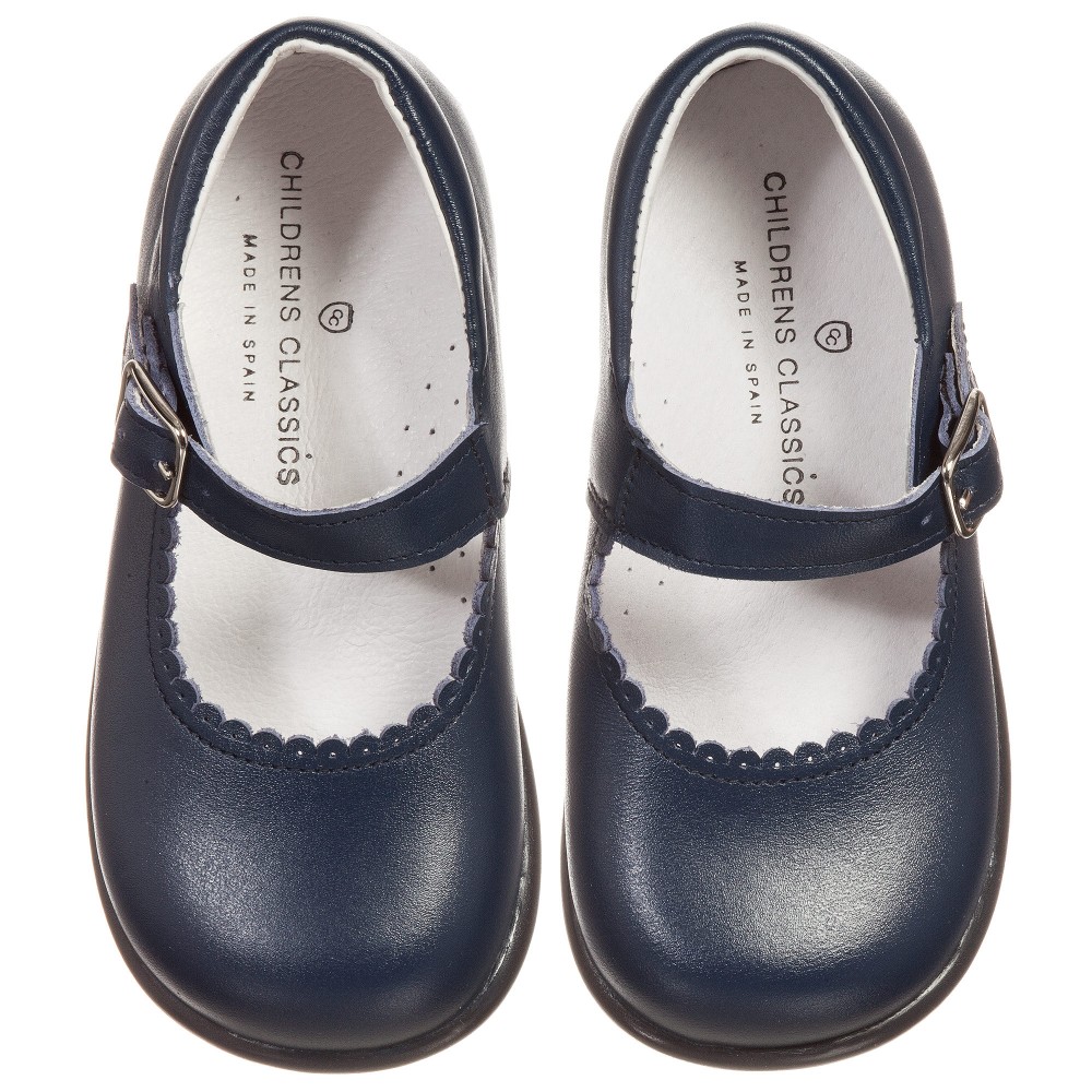 childrens shoes childrenu0027s classics - girls navy blue leather shoes | childrensalon WRJYKEL