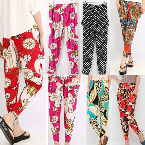 Cool Summer Pants q731 new 2015 fashion printed ice silk harem pants women\u0027s candy colors  smooth loose MQISJVR