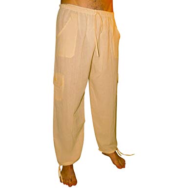 Cool Summer Pants tumia lac - cotton summer pants - elasticated waist, lightweight cool  material - beige LOJLAHC