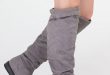 grey suede boots slouch on faux suede knee-high boots grey ... HGQKLSL