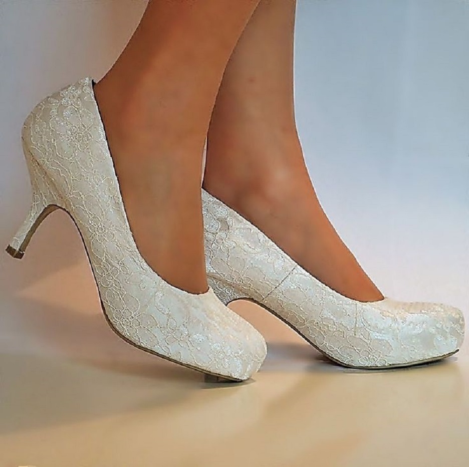 ivory bridesmaid lace wedding shoes low heel CIPDXYG