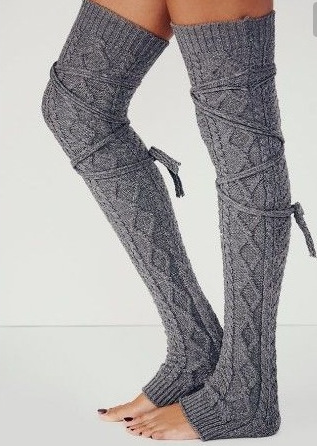 knit thigh high patterned leg warmers with tie ((new)) ... NRZJHAB