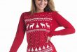 ladies Christmas jumpers ... women reindeer christmas jumper style longsleeve tshirt. red reindeer  long sleeve top JZTTGOZ