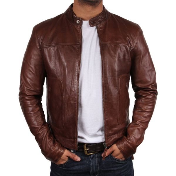 Leather Jackets brown biker leather jacket RELJOID