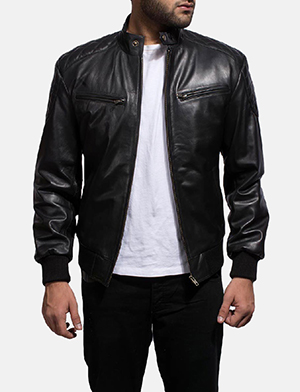 Leather Jackets mens sven black leather bomber jacket PGYFCQY
