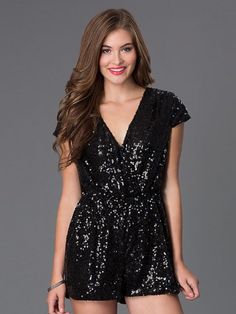 Little black sequin shorts shop short sleeve rompers in black sequins for holiday parties at  simplydresses. MSDBBQM