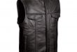 menu0027s club motorcycle black leather vest ZRFJGEO
