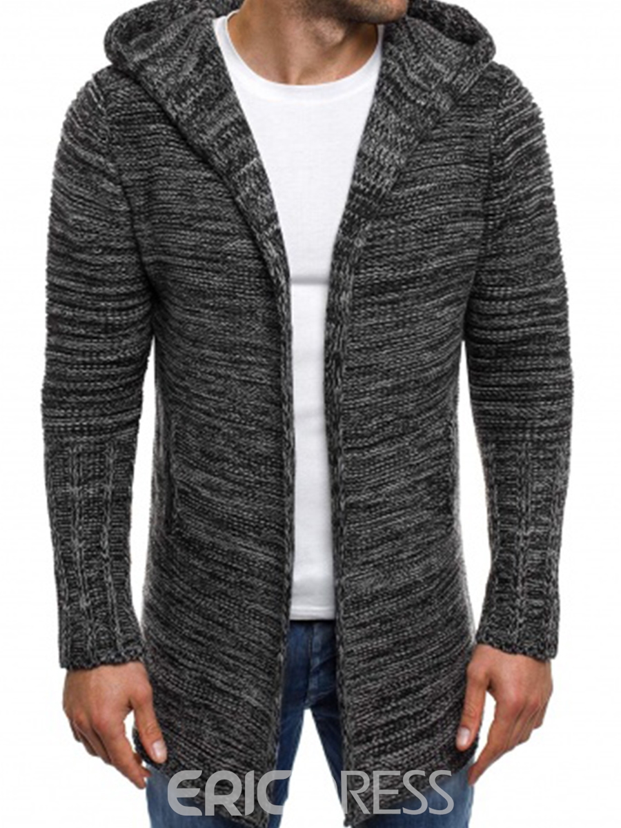 Mens cardigan ericdress hooded mid-length straight menu0027s cardigan sweater ... JCRZPGN
