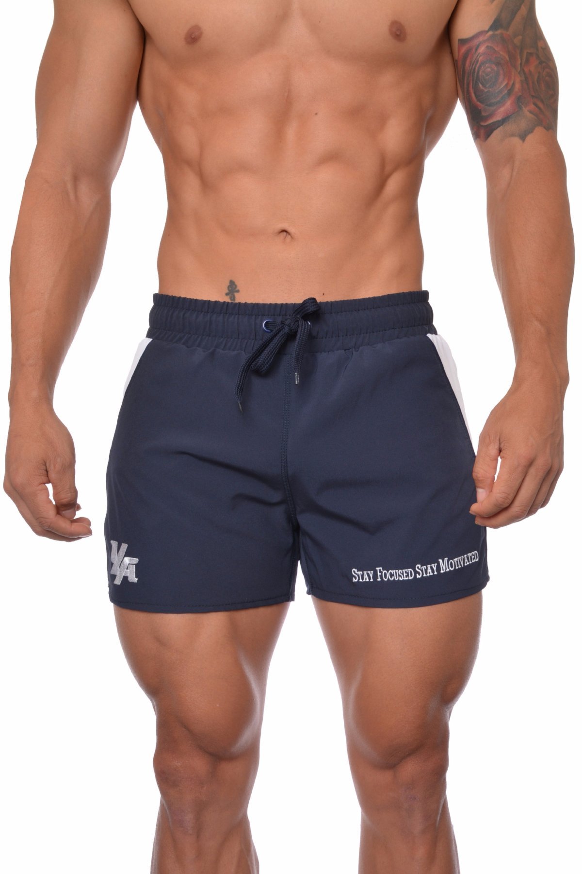 mens short shorts youngla menu0027s bodybuilding lift shorts w/ zipper pockets 101 navywhite ... FUSJBCP