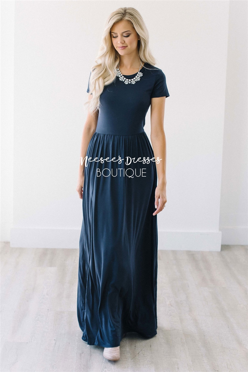 Navy Blue Maxi Dress larger photo email a friend HWIMNGM