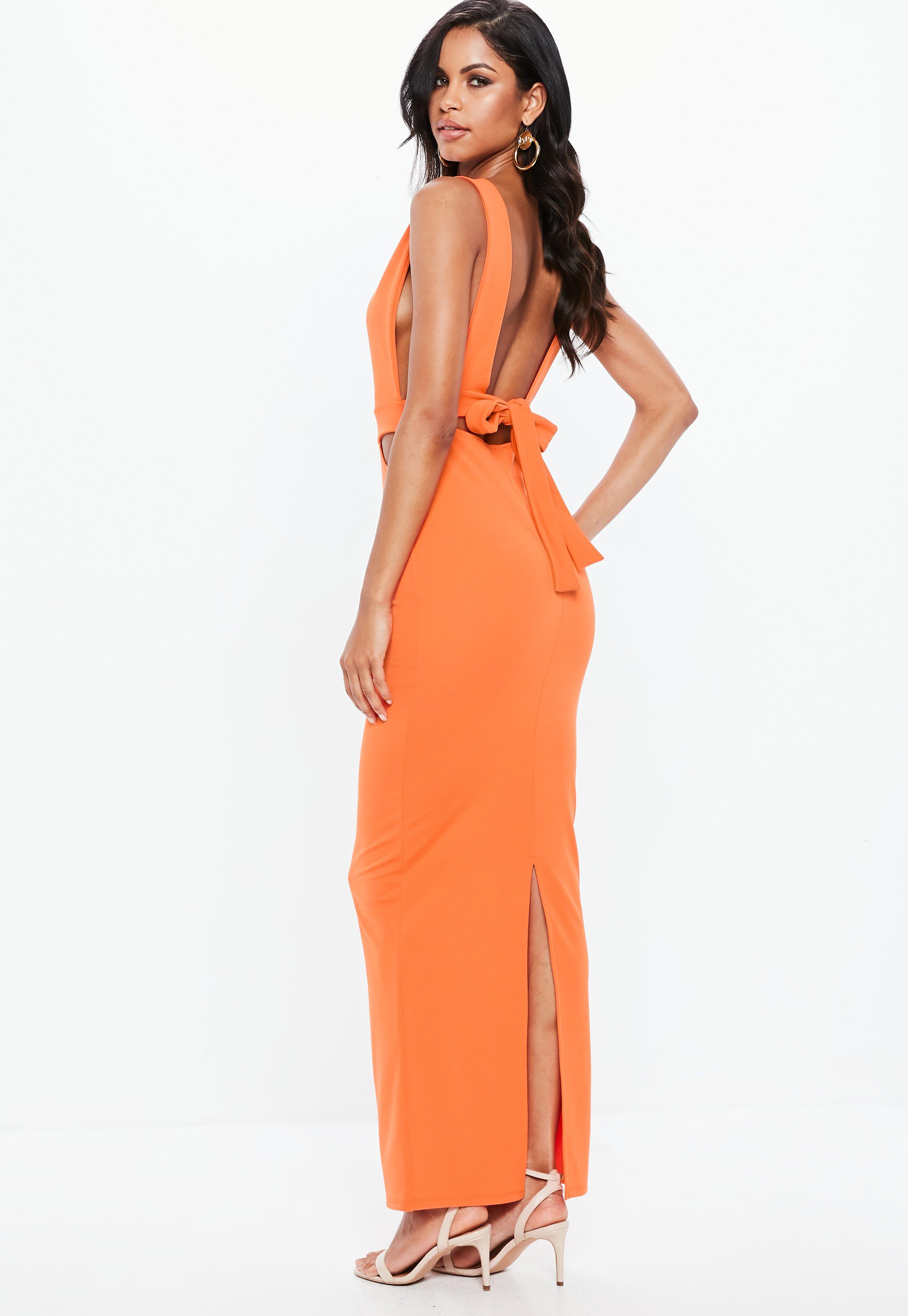 orange dress orange sleeveless cut out tie back maxi dress | missguided WFUCPNY