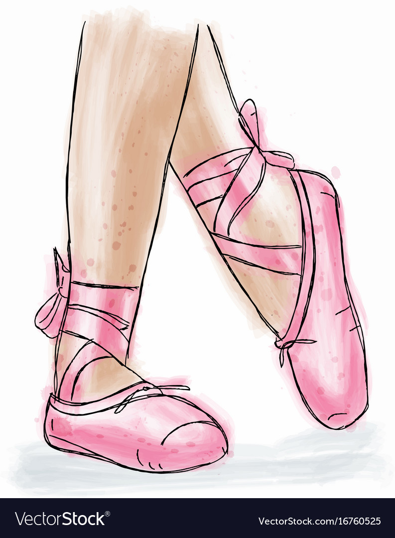 pink ballerina shoes ballet pointe shoes with vector image DABVSZQ