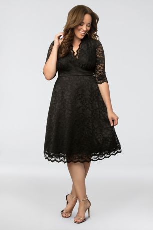 plus size dresses short a-line 3/4 sleeves cocktail and party dress - kiyonna OBJVGIN