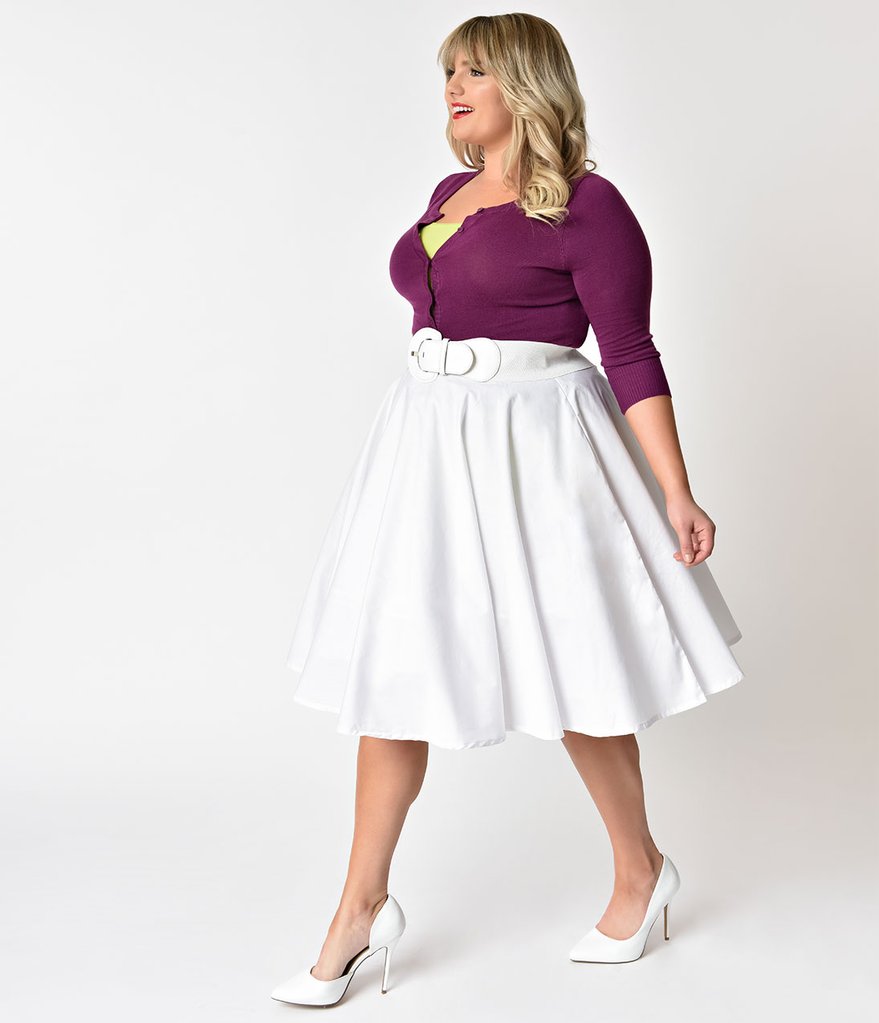 plus size skirts plus size 1950s style white cotton circle skirt ... FNSOSPI