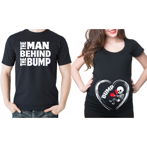 Pregnancy T Shirts couple pregnancy t-shirts man behind the bump t-shirt baby in heart maternity  shirt KNIDIAN