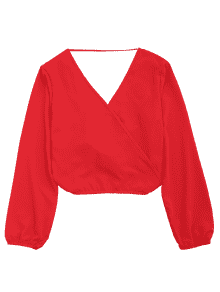 Red Blouse ... open back self tie bowknot blouse ... ERJBSFF