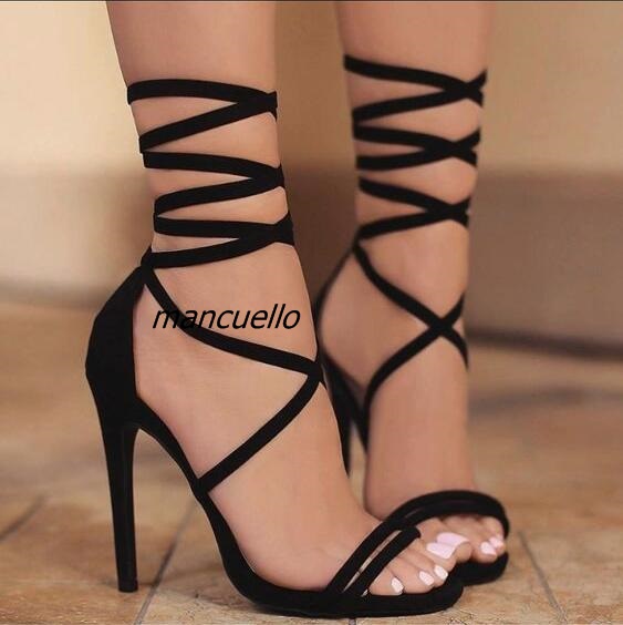 sexy heels sexy black silk cut out thin heel lace up sandals women elegant open toe SHQJYVN