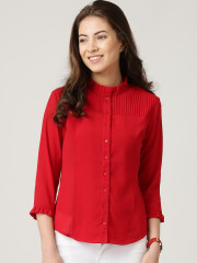 shirts for women marie claire red georgette comfort fit shirt VQAAGHW