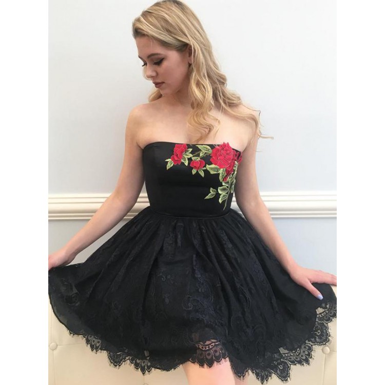 Short Black Prom Dresses black prom dresses, short prom dresses, 2017 homecoming dress chic little black  dress short DHZRJLX