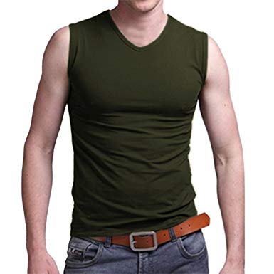 sleeveless shirts pishon menu0027s sleeveless tee shirts casual v-neck/crew neck fitted muscle t- RODKIPQ