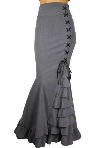 steampunk skirts | bustle skirts, lace skirts, ruffle skirts fishtail  ruffles skirt $61.95 at FNOGNUI