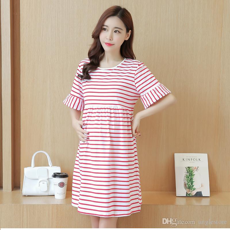 summer maternity clothes 2018 best selling maternity clothes stripe pregnant dress summer loose  dress pregnancy clothing o ZSSDIHM