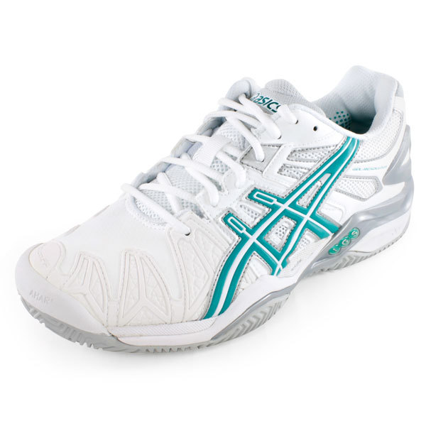 tennis shoes for women asics asics womenu0027s gel- resolution 5 clay court tennis shoes white and  green FWHAIDB